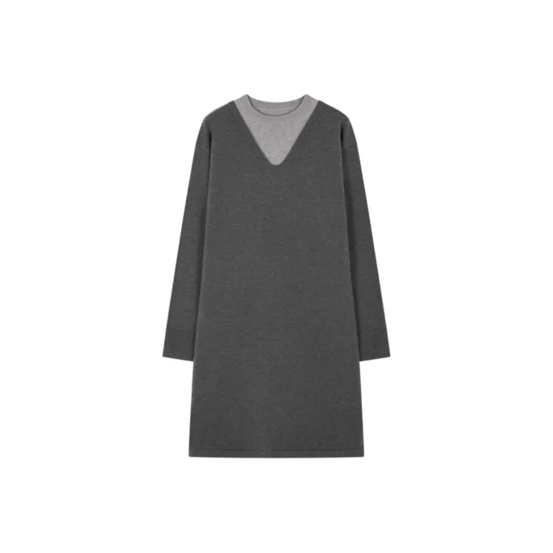 Mo Han Yi Mei Long Sleeved Dress Women's Dark Gray-0