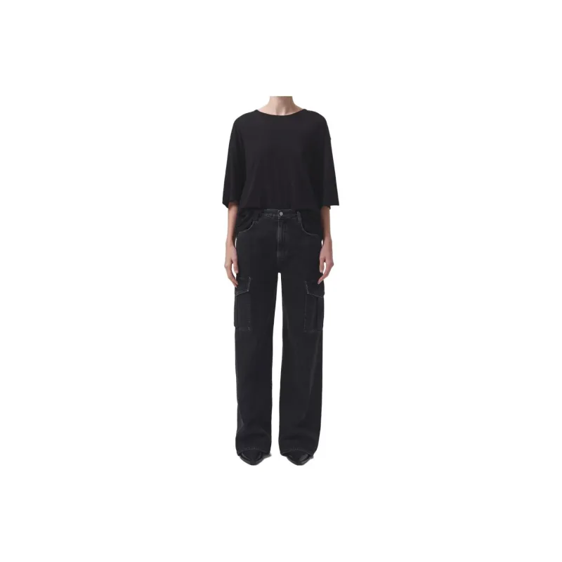 AGOLDE Mid-Rise Buttoned Wide-Leg Jeans-0