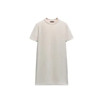 ZARA Short-Sleeved Dresses Women's Zebra Print Beige