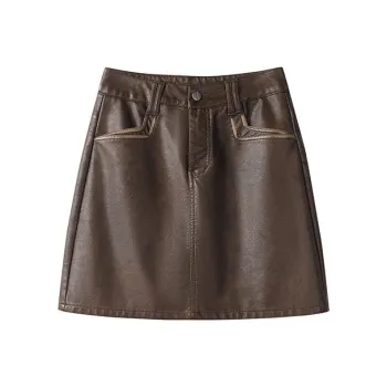 FAIRWHALE Leather Long Skirts Women's
