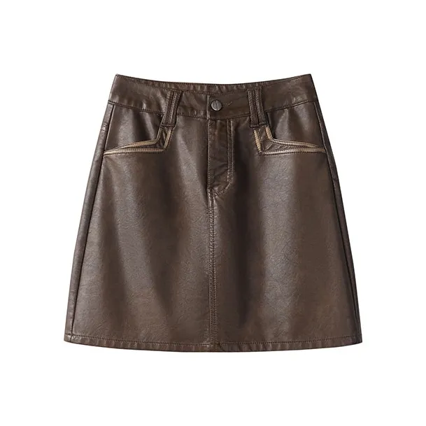 FAIRWHALE Leather Long Skirts Women's-0