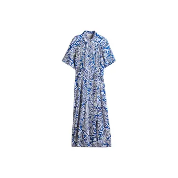 H&M Short Sleeved Dresses Women's Bright Blue/White