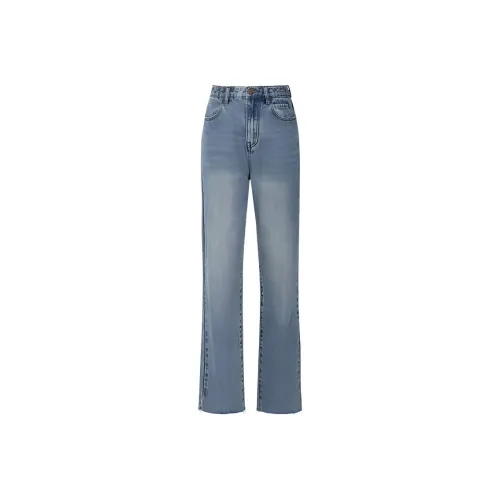 MEIYANG Jeans Women's Washed Blue