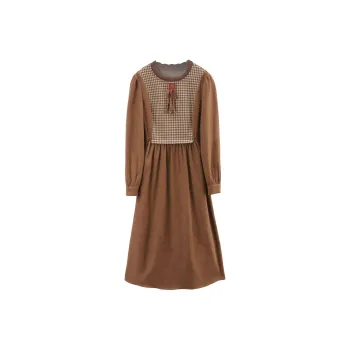 A Paradise For Awakening Long Sleeved Dress Women's Coffee