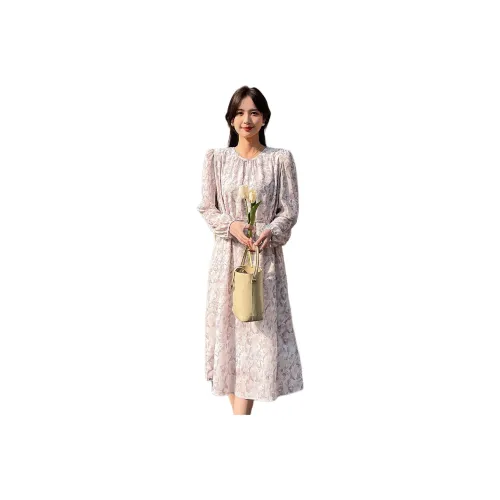 Emodues Long Sleeved Dresses Women's Purple