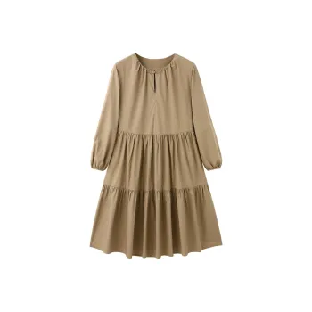 【dme】 Long Sleeved Dresses Women's Khaki