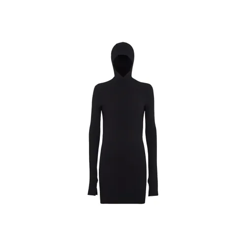 FENDI Long Sleeved Hooded Ribbed Knit Dress