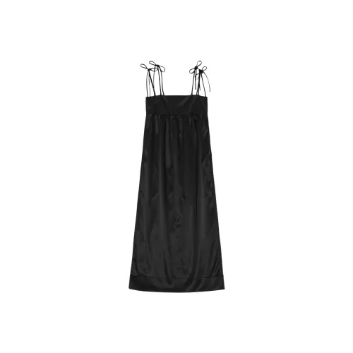 GANNI Sleeveless Satin Maxi Dress