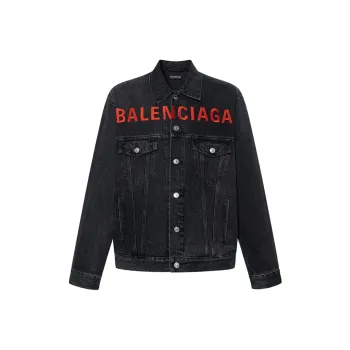 Balenciaga Denim Jacket Regular Fit Men's Black