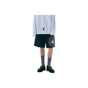 MARDI MERCREDI SS25 OVERSIZED SWEAT BERMUDA FLOWER_NAVY CREAM Casual Shorts Korean Style Women's Marine Cream