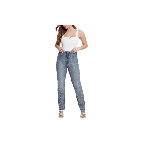 GUESS Rhinestone Quattro G Mom Jeans Jeans Women's Blue