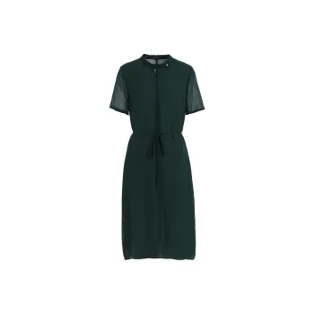 QIAOWANNI Short Sleeved Dress Women's Forest Green