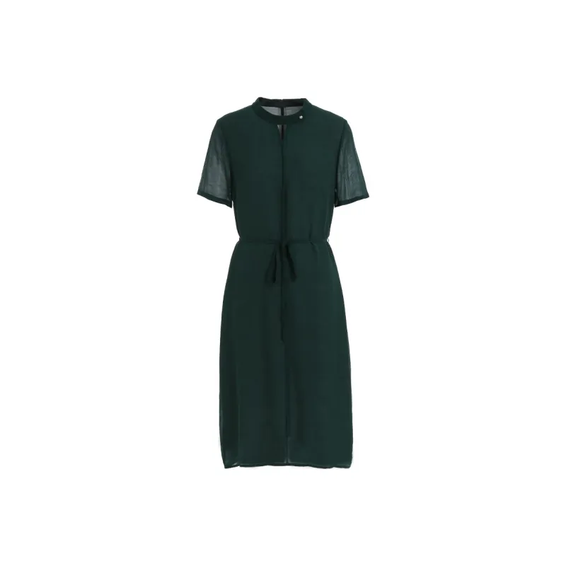 QIAOWANNI Short Sleeved Dress Women's Forest Green-0