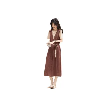 XWI Short Sleeved Dresses Women's Coffee & Ecru