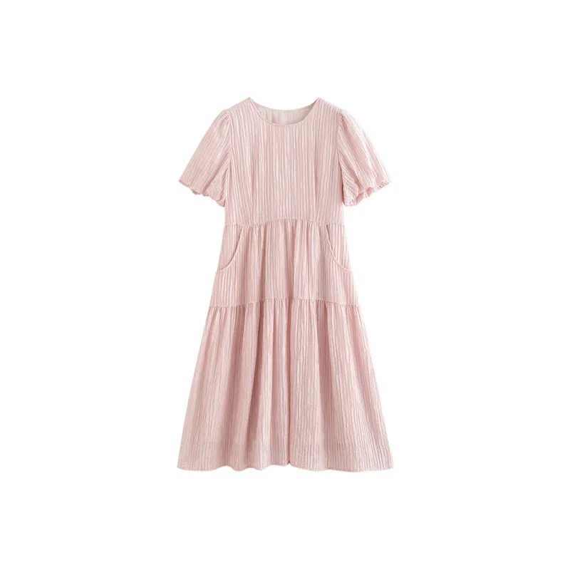 Initial Language Short Sleeved Dress Women's-3
