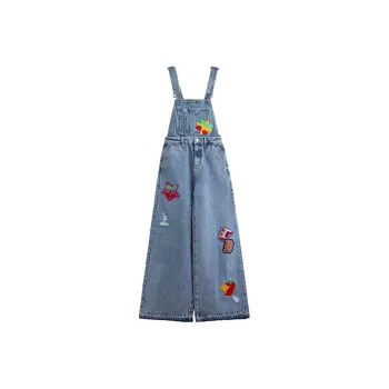 LALABOBO Overalls Women's Medium Blue White