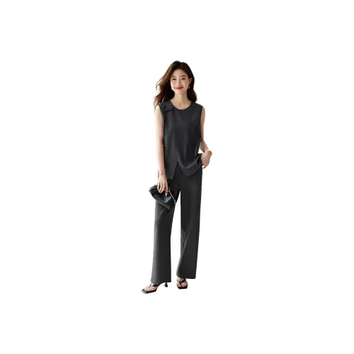 Mo Han Yi Mei Casual Suit Women's Set Dark Gray