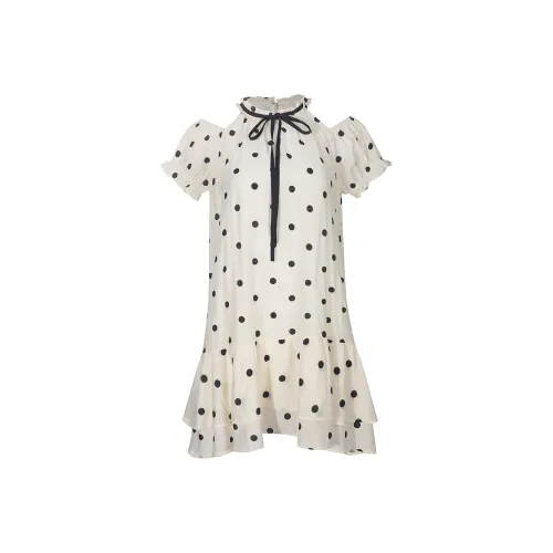 ONE PASS STUDIO Short Sleeved Dresses Women's Polka Dot Apricot