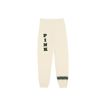 Victoria's Secret PINK Ivy Fleece Campus Sweatpants/ White Shell Knitted Sports Pants Women's White Shells