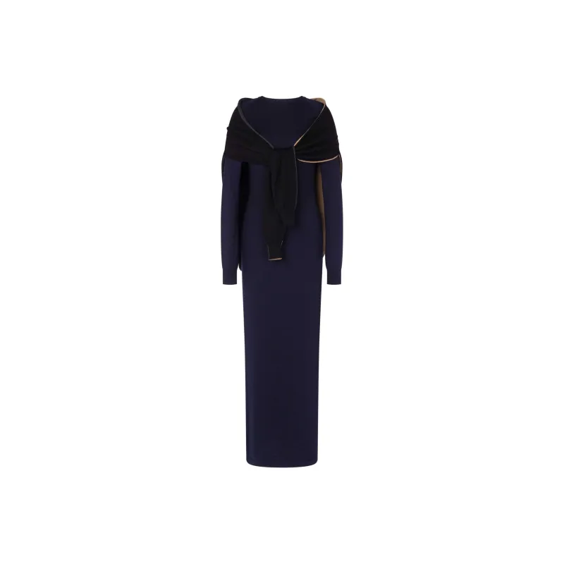 MOSCHINO Attached-Scarf Knitted Maxi Dress-0
