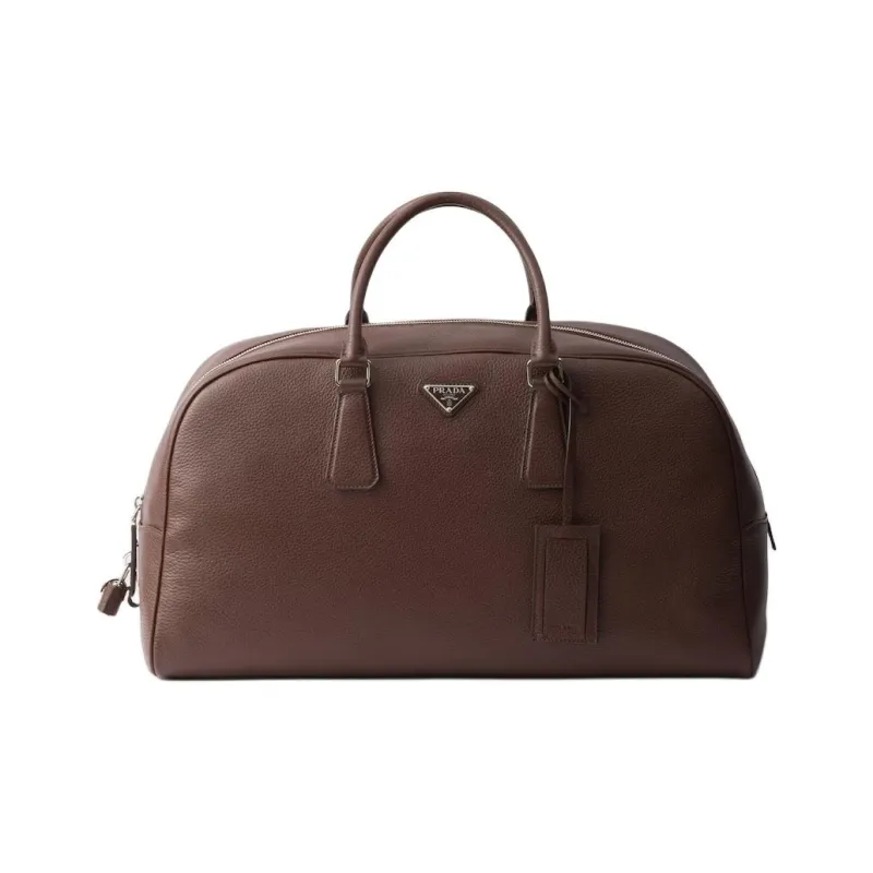 PRADA Calfskin Travel Bag Men's Ochre-0