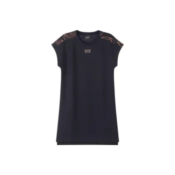 EMPORIO ARMANI EA7 Short Sleeved Dresses Women's Blue Black