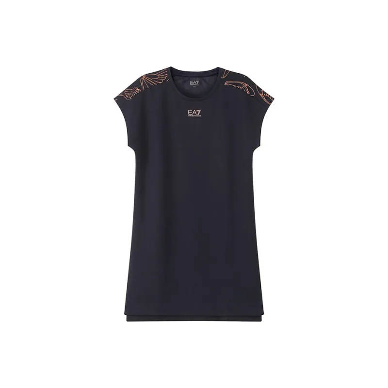 EMPORIO ARMANI EA7 Short Sleeved Dresses Women's Blue Black-0