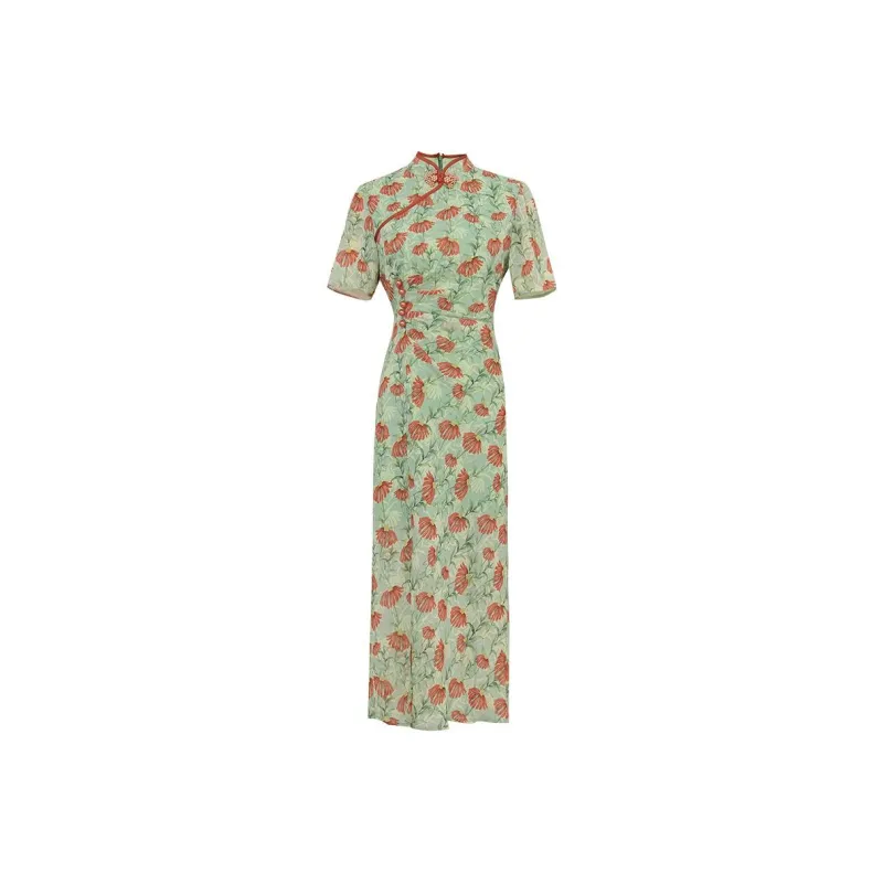 Duffy fashion Short Sleeved Dresses Women's Green Base Neroli-0