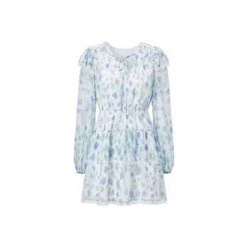 LEDIN Long-Sleeved Dresses Women's Blue Print In Stock