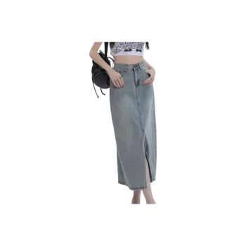 SONGS ALONG Denim Long Skirts Women's Nostalgic Blue
