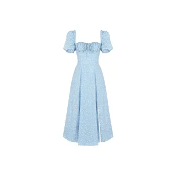 HOUSE OF CB Short Sleeved Dress Women's Blue Ivory White