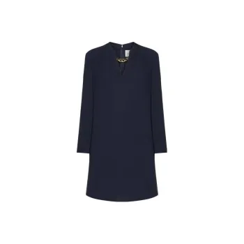 Valentino VLogo Plaque Chain Link V Neck Shirt Dress