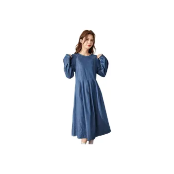 Tonlion Long Sleeved Dresses Women's Denim Blue