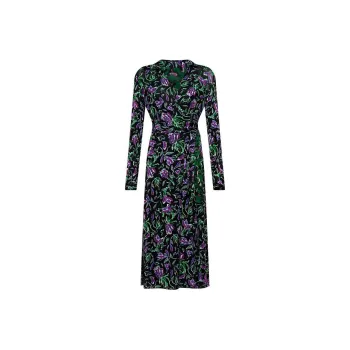 DVF Tash All-Over Patterned V-Neck Dress