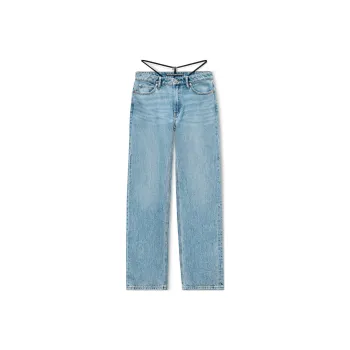 Alexander Wang Pre Styled Logo Thong Mid Rise Jeans