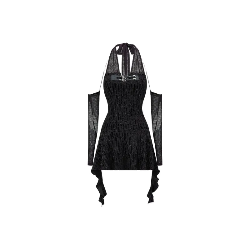 Girly Fancy Club Sleeveless Dress Women's Black-0