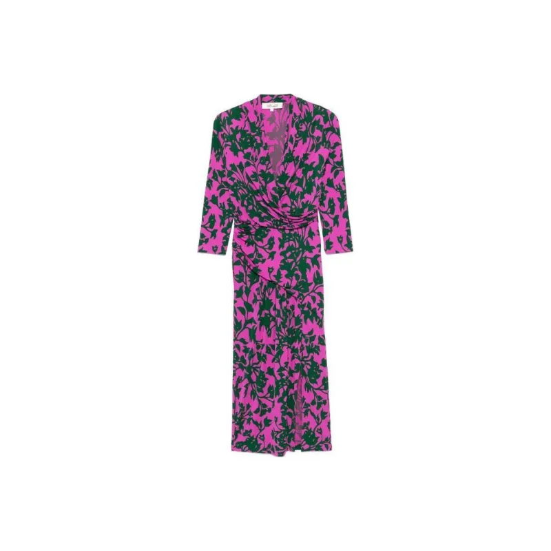 DVF Diane Von Furstenberg Tash All Over Patterned V Neck Dress-0