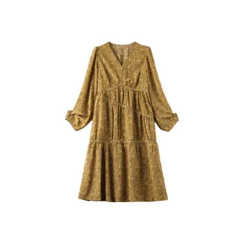 EPIELE Long-Sleeved Dresses Women's Yellow Flower