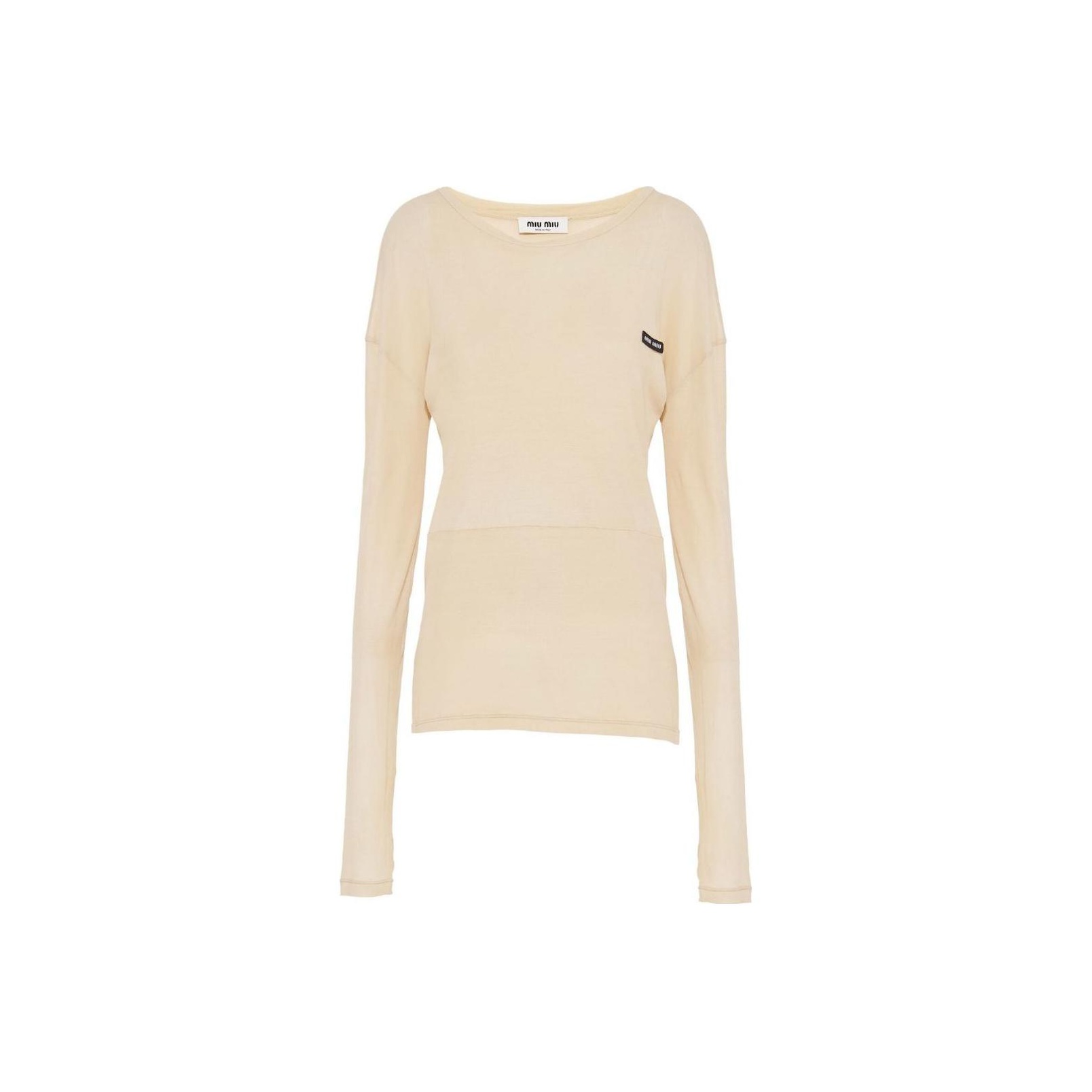 MIU MIU Logo-patch Long-sleeve T-shirt - POIZON