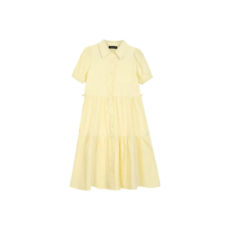 EIDOLON GRAIN Short Sleeved Dress Women's Yellow-0