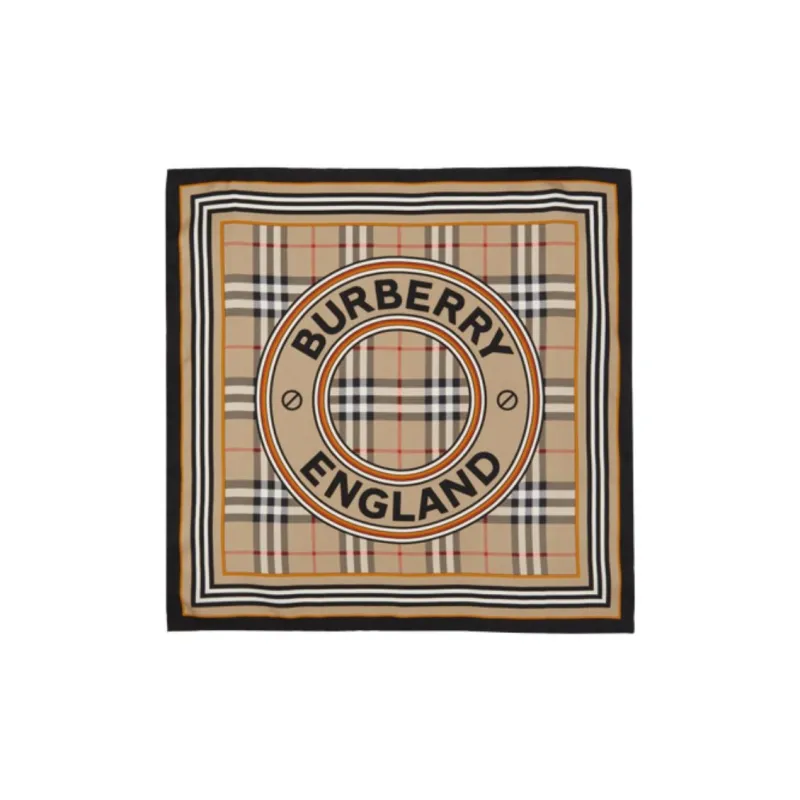 Burberry Silk Twill Silk Scarves Men's Brown-0