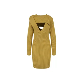 Bottega Veneta Long Sleeved Dresses Women's Khaki