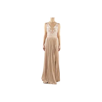 Elisabetta Franchi Rhombus-Embroidered Open Back Dress