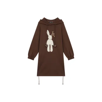 ELF SACK Plush Rabbit Hoodie Dress Women's