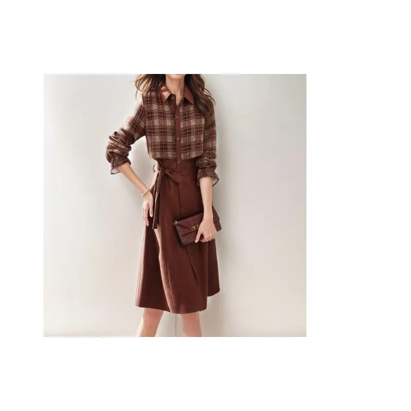 Mapping Long Sleeved Dresses Women's Brown-2