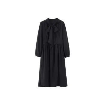 Udon House Long Sleeved Dress Women's Black