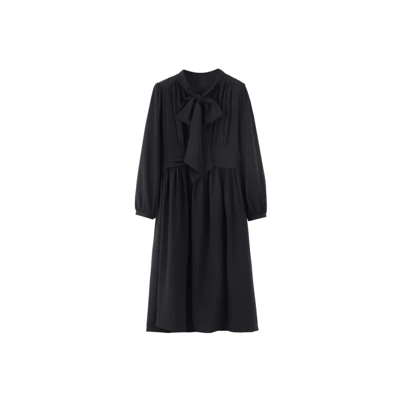 Udon House Long Sleeved Dress Women's Black-0