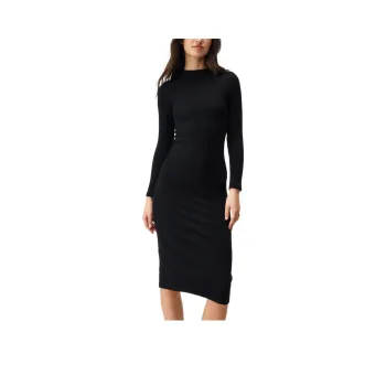 NASTY GAL Seamless Long Sleeve Midi Dress Long-Sleeved Dresses Women's Black