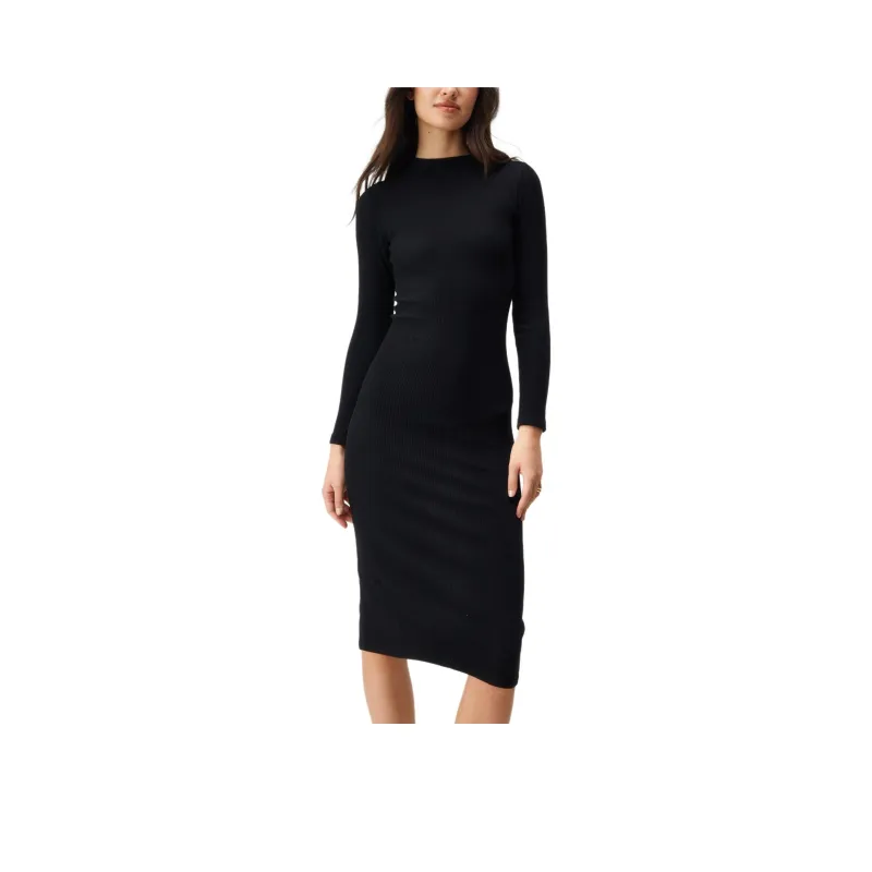 NASTY GAL Seamless Long Sleeve Midi Dress Long-Sleeved Dresses Women's Black-0