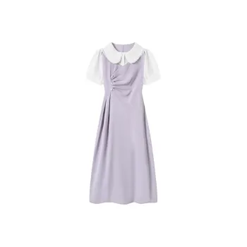 Alxnan Short Sleeved Dress Women's Purple